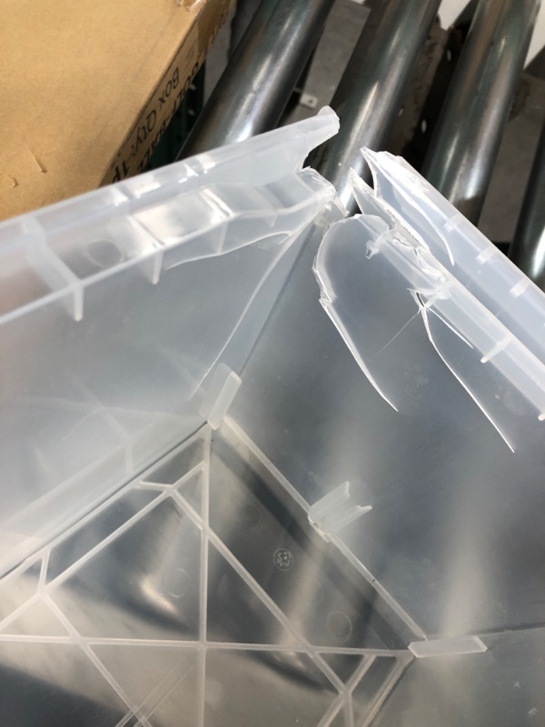 Photo 4 of **TWO BINS HAVE COSMETIC DAMAGE  Akro-Mils 08212SCLAR 30210 AkroBins Plastic Storage Bin Hanging Stacking Containers, (5-Inch x 4-Inch x 3-Inch), Clear, 6-Pack 6 Pack Clear