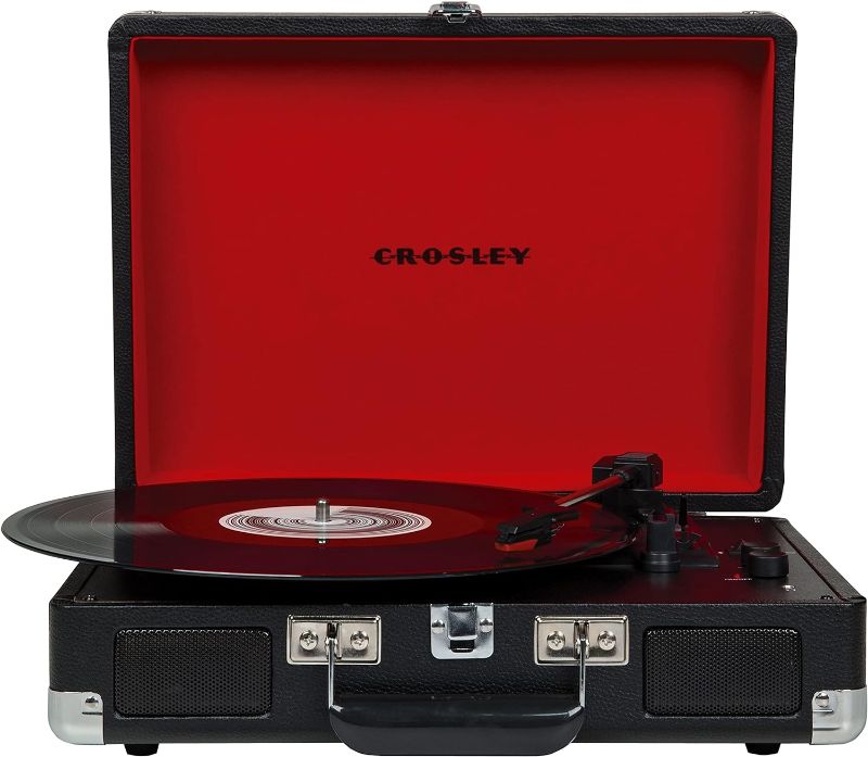 Photo 1 of Crosley CR8005F-WS Cruiser Plus Vintage 3-Speed Bluetooth in/Out Suitcase Vinyl Record Player Turntable, White Sand Bluetooth In/Out White Sand