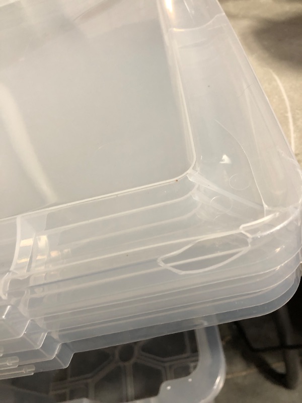 Photo 5 of * used * damaged lids * see all images *
IRIS USA  Plastic Storage Container Bin with Latching Lid, Stackable Nestable Box Tote