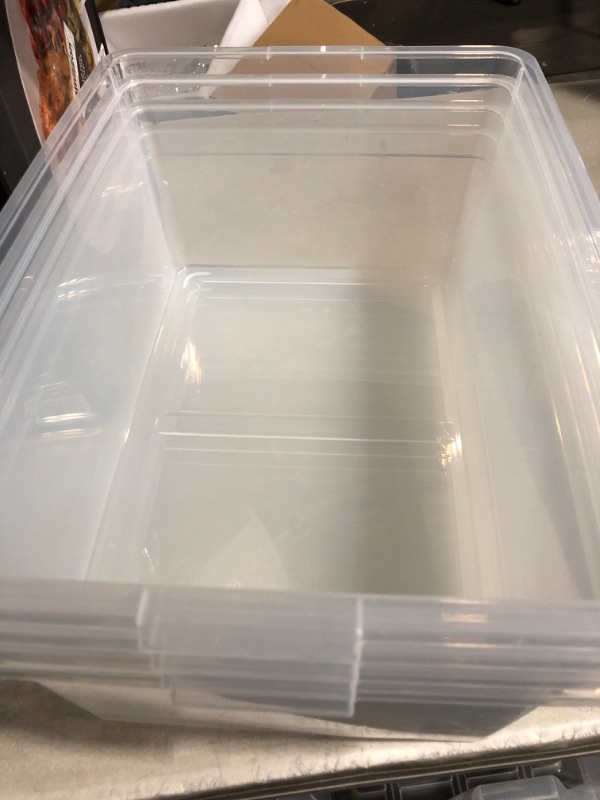 Photo 4 of * used * damaged lids * see all images *
IRIS USA  Plastic Storage Container Bin with Latching Lid, Stackable Nestable Box Tote