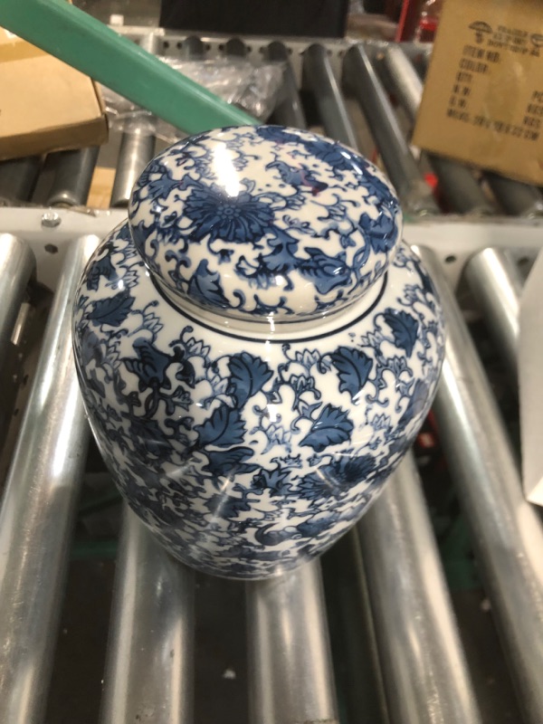 Photo 3 of **ITEM IS SIMILAR TO STOCK PHOTO SEE PIC,Creative Co-Op Decorative Stoneware, Blue and White Ginger Jar, Floral Pattern