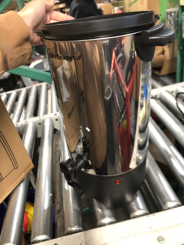 Photo 3 of **USED **SYBO 2022 Upgrade SR-CP100C Commercial Grade Stainless Steel Percolate Coffee Maker Hot Water Urn for Catering, 100-CUP 16 L, Metallic