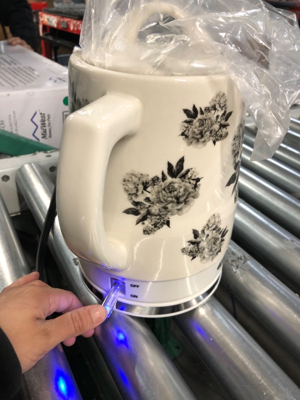 Photo 3 of **KETTELE DOES NOT FUNCTION WIHTOUT HOLDING DOWN BUTTON BELLA 1.5L Electric Ceramic Kettle, Black Floral 1.5L Black Floral