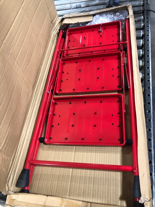 Photo 1 of KINGRACK Step Ladder 3 Step Folding,3 Step Ladder with with Anti-Slip and Wide Pedal,Portable Foldable Step Ladder with Handgrip,Tall Sturdy Step Ladder for Home Kitchen Household,Red 3 Step Ladder Red