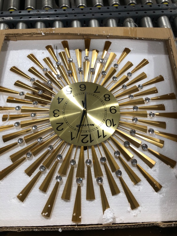 Photo 1 of NEOTEND Large Wall Clock for Living Room Decor Gold Modern Silent Kitchen Big Wall Watch Clock for Bedroom Decorative Office Non Ticking Battery Operated Frameless Crystal Wall Decor 24 Inch Gold-3