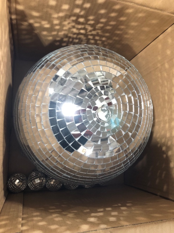 Photo 2 of WILLBOND 17 Pack Large Disco Ball Hanging Disco Ball Small Disco Ball Mirror Disco Balls Decorations for Party Wedding Dance and Music Festivals Decor Club Stage Props DJ Decoration (12, 2 Inch) 12 Inch, 2 Inch