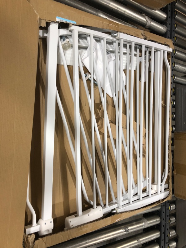 Photo 2 of ALLAIBB Extra Wide Pressure Mounted Baby Gate Walk Through Child Kids Safety Toddler White Long Large Pet Dog Gates with Extension for doorways Kitchen and Living Room (57.48-62.20"/146-158cm) 57.48-62.20 Inch (Pack of 1)