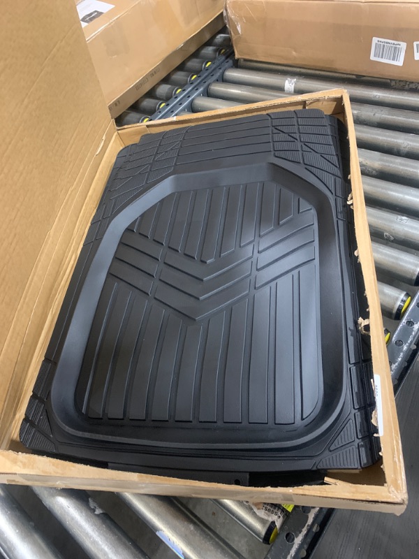 Photo 1 of Amazon Basics 4-Piece All-Weather Protection Heavy Duty Rubber Floor Mats Set with Cargo Liner for Cars, SUVs, and Trucks?Black,Universal Trim to Fit Black Thick Heavy Duty Rubber 4-Piece