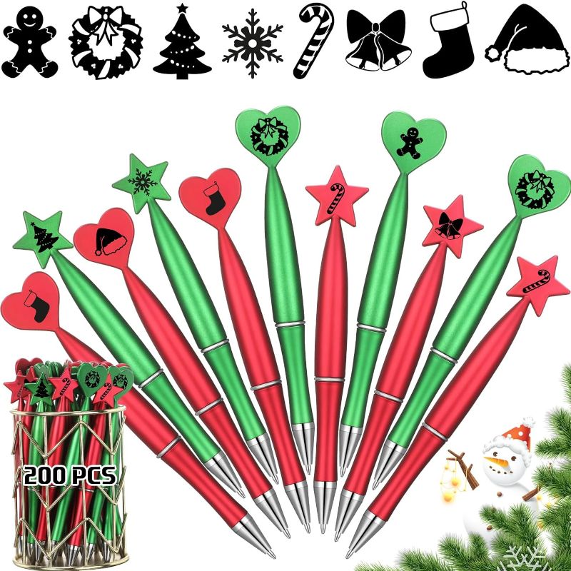 Photo 1 of Qilery 200 Pcs Christmas Heart Ballpoint Pens Christmas Pens Funny Novelty Pens Heart Pens Christmas Tree Snowflake Gel Ink Pens for Office School Kids Adults Wedding Party