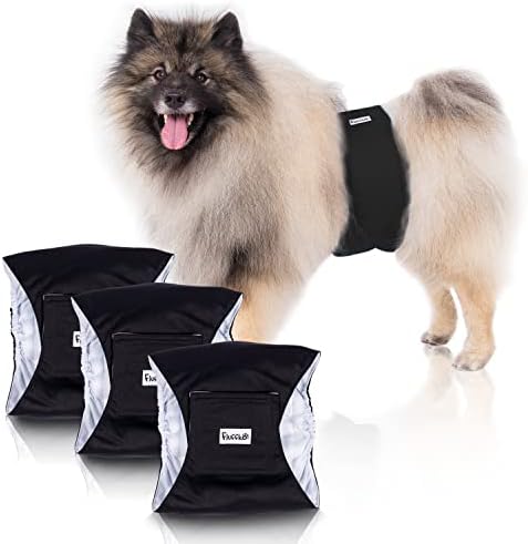 Photo 1 of Fluffko Washable Dog Diapers Male - Premium Reusable Belly Band Wraps for Male Dogs Set of 3 (Snap Closure 3 Black, X-Large)