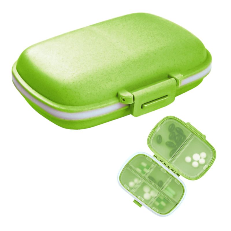 Photo 1 of 1Pack Travel Pill Organizer, 8 Compartments Portable Pill Case, Small Pill Box for Pocket Purse Portable Medicine Vitamin Container Green