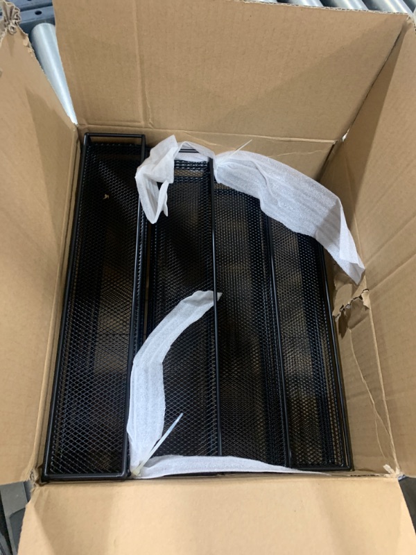 Photo 1 of IFELS Spice Rack Organizer for Cabinet, 4 Tier Seasoning Organizer, Expandable Spice Rack Shelf,Step Spice Storage Holder, for Kitchen Cabinet Countertop,with Protection Railing, Metal (Black,2 PC) 4 Tier + 4 Tier Black