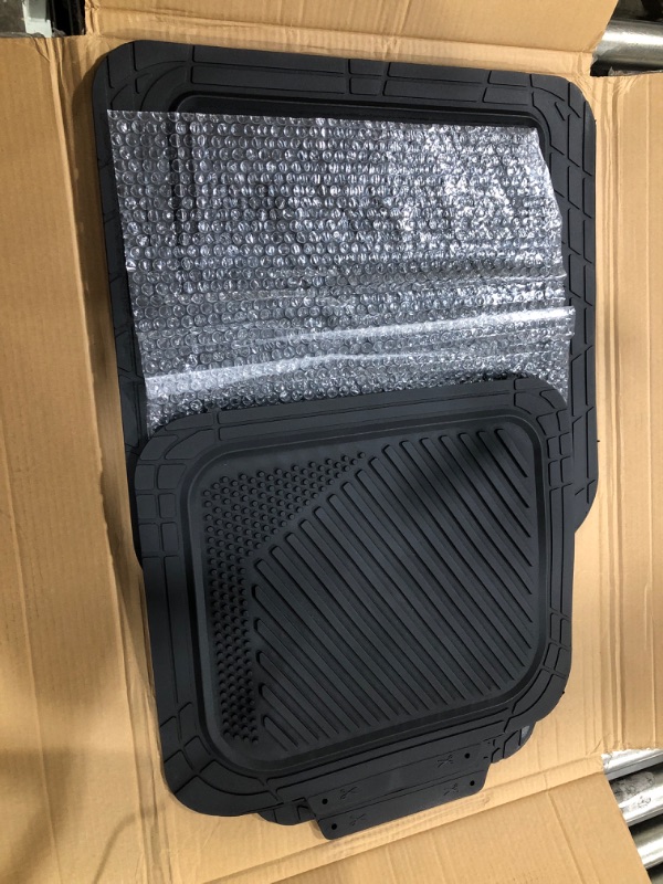 Photo 2 of CAR PASS Heavy Duty Rubber Floor Mats 4-Piece Car Mat Set - Universal Waterproof Carbon Fiber Floor Mats for Car SUV Truck, Durable All-Weather Mats(Black)