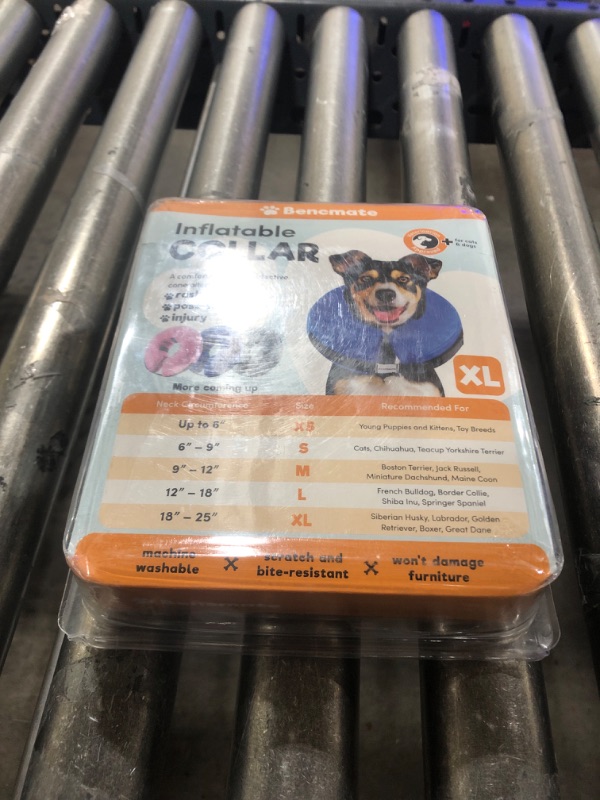 Photo 1 of BENCMATE Protective Inflatable Collar for Dogs and Cats - Soft Pet Recovery Collar Does Not Block Vision E-Collar (XLarge, Navy Blue) [Neck:18"-25"] X-Large Navy Blue