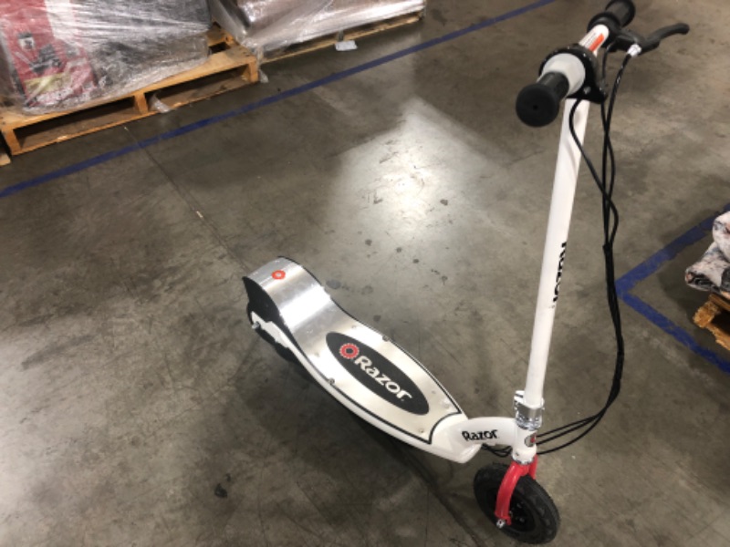 Photo 3 of Razor E200 Electric Scooter - 8" Air-Filled Tires, 200-Watt Motor, Up to 12 mph and 40 min of Ride Time Standing Ride (E200) White