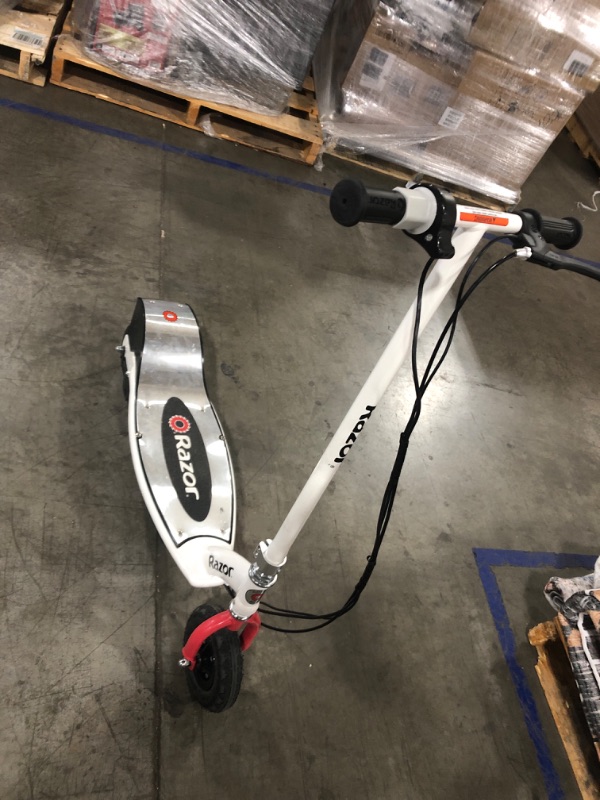 Photo 2 of Razor E200 Electric Scooter - 8" Air-Filled Tires, 200-Watt Motor, Up to 12 mph and 40 min of Ride Time Standing Ride (E200) White