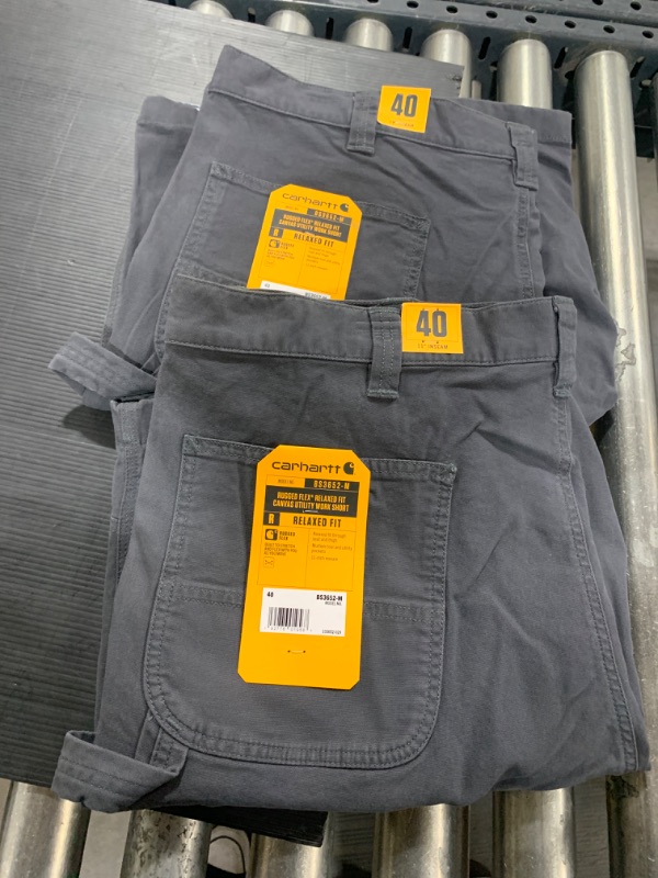 Photo 2 of 2pk of 40 regular Carhartt Men's Rugged Flex Relaxed Fit Canvas Work Short navy blue
