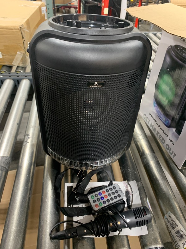 Photo 2 of Max Power PA Speaker – CH8801 Pulse 8 Bluetooth Speaker - PA System with Mic & Speaker - Portable Speaker with Rechargeable Battery, Flashing Light,
