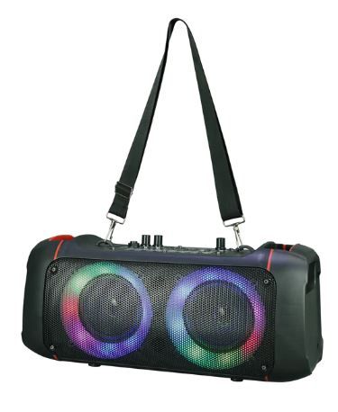 Photo 1 of MPD421-ROCKER PORTABLE BLUETOOTH SPEAKER WITH DIFFERENT LED LIGHT MODES, SHOULDER STRAP, MIC & REMOTE
