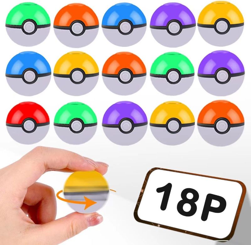 Photo 1 of 18 Pcs Poke-mon Patry Favors Toys for Kids?Mini Fidget Spinner Balls Toys?Christmas Stocking Stuffers Party Favors for Classroom Carnival Bulk Prizes Pinata Treat Return Gifts