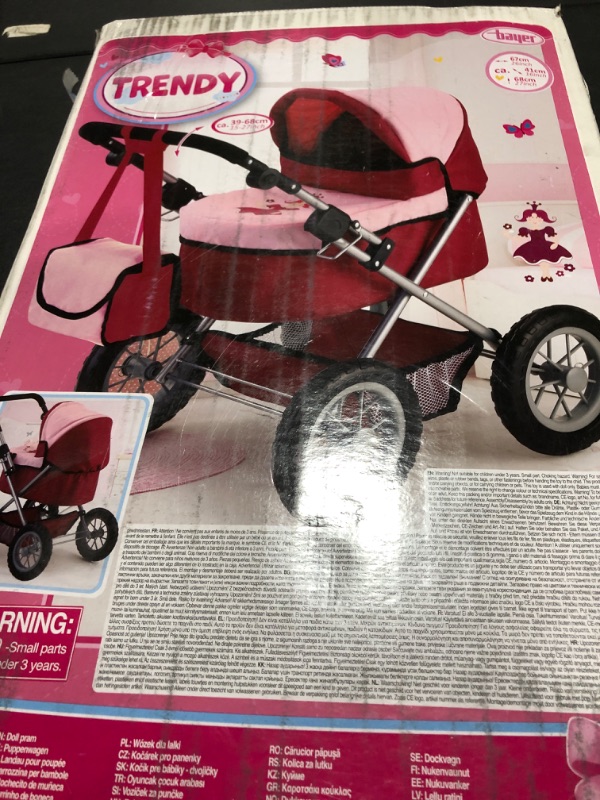 Photo 2 of Bayer Design Baby Doll Trendy Pram - Bordeaux, Red and Pink Red/Pink