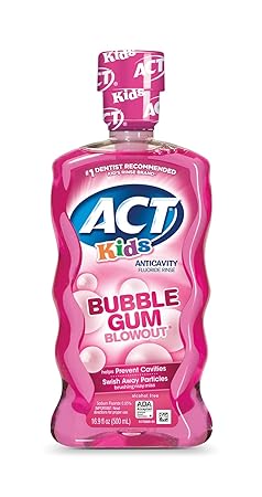 Photo 1 of ACT Kids Anticavity Fluoride Rinse For Bad Breath Treatment, Bubble Gum Blowout, 16.9 fl. oz.
