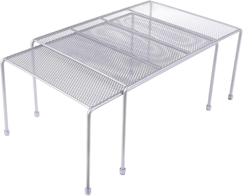 Photo 1 of  Expandable Stackable Kitchen Cabinet and Counter Shelf Organizer,Kitchen Shelves, Cabinet Organization,Silver