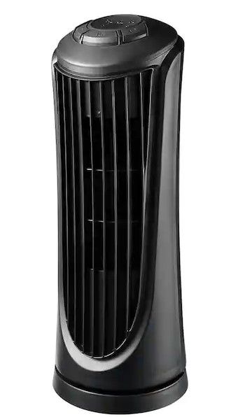 Photo 1 of 14 in. Oscillating Personal Desk Tower Fan in Black
