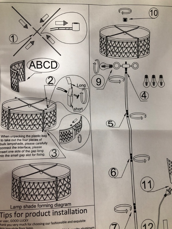 Photo 2 of Drum Shade Standing Lamp, BK 3-LIGHT