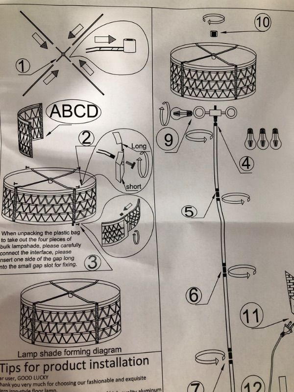 Photo 3 of Drum Shade Standing Lamp, BK 3-LIGHT