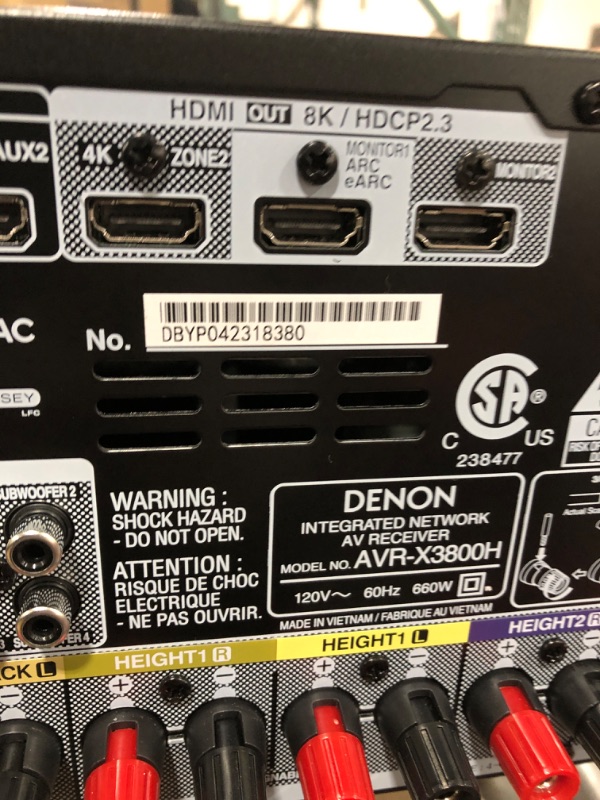 Photo 9 of Denon AVR-X3800H 9.4-Ch Receiver (2022 Model) - 8K UHD Home Theater AVR (105W X 9) Built-in Bluetooth, Wi-Fi & HEOS Multi-Room Streaming, Dolby Atmos, DTS:X, IMAX Enhanced & Auro 3D