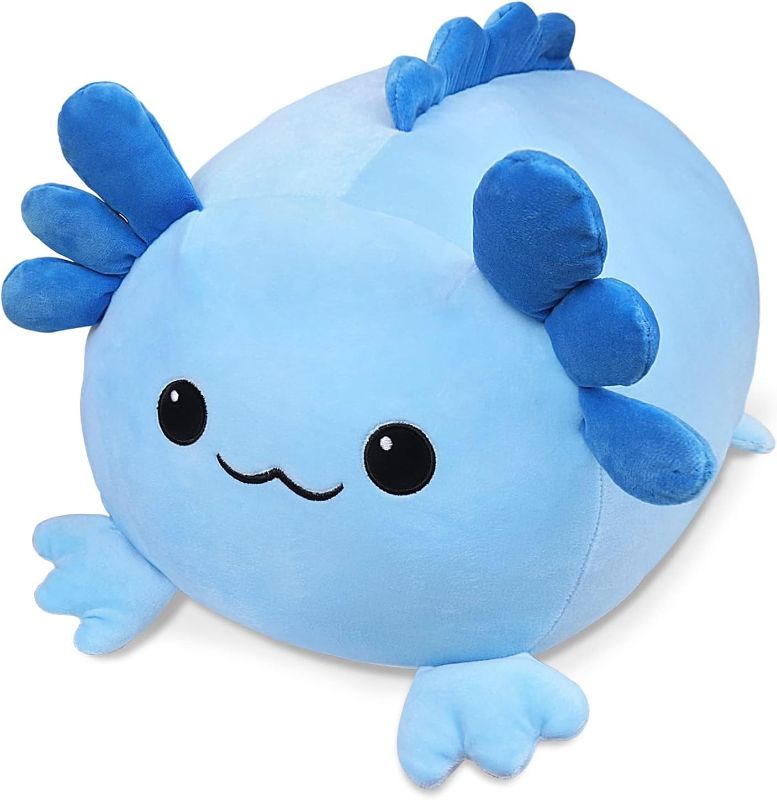 Photo 1 of Auspicious beginning Cute Axolotl Plush Stuffed Animal Toys, Soft Kawaii Cat face News Plush Pillow Dolls for Boys Girls Gifts (Blue Salamander, 9.1inch) **stock photo used**