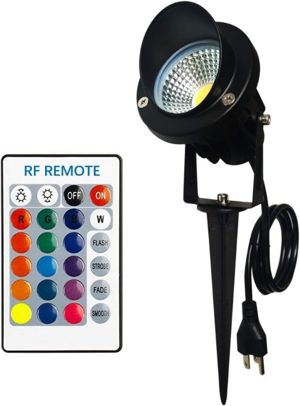 Photo 1 of Color LED Outdoor Landscape Spotlight Remote 10W RGB Waterproof Spot Light for Yard Tree Garden Halloween Christmas Lighting 