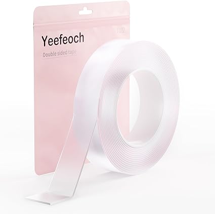 Photo 1 of Yeefeoch Double Sided Tape Heavy Duty, Adhesive mounting Picture Hanging Strips Adhesive DIY Nano Tape for Wall Heavy Tape, T002 ?Double Sided Tape Heavy Duty (M, 0.07 in*1.18 in*10 Feet)