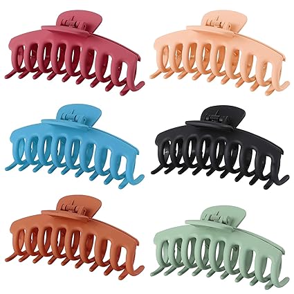 Photo 1 of Fuystiulyo 6 Pack Large Metal Hair Claw Clips for Women, Nonslip Gold Hair Clips for Thick Thin Hair, Strong Hold Jaw Clips Hair Clamps Hair Styling Accessories (Multicolor B)
