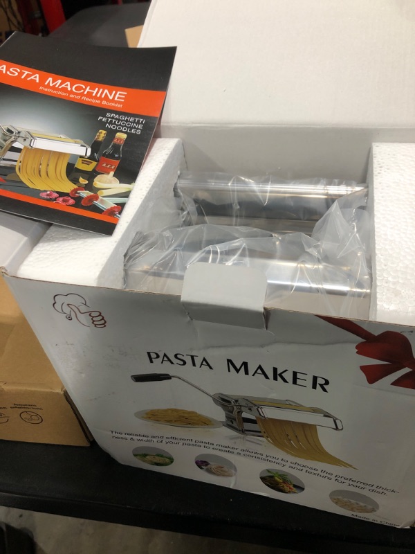 Photo 1 of Pasta Maker Machine - Heavy Duty Steel Construction - 150 Roller with Pasta Cutter - 7 Adjustable Thickness Settings, Hand Crank and Instructions