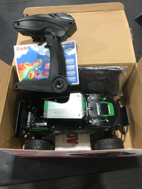 Photo 1 of BEZGAR TB142 RC Cars-1:14 Scale Remote Control Car, 2WD High Speed 20 Km/h All Terrains Electric Toy Off Road RC Vehicle Truck Crawler with Two Rechargeable Batteries for Boys Kids and Adults-Green Green 1:14 Scale