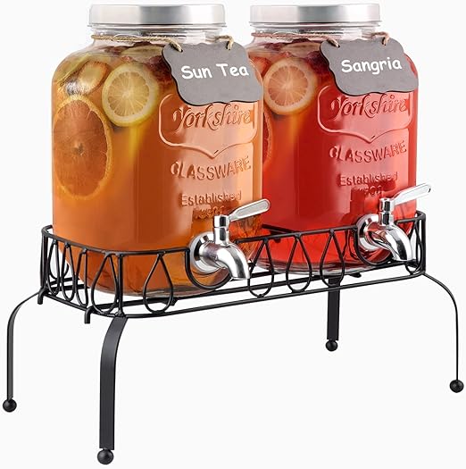 Photo 1 of 1 Gallon Beverage Dispenser with Stand, 18/8 Stainless Steel Spigot- [2 Pack] Airtight & Leakproof Glass Sun Tea Jar with Anti-Rust Lids, Drink Dispensers for Parties - Laundry Detergent Dispenser