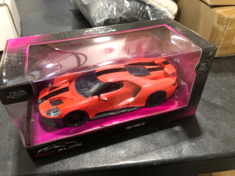 Photo 2 of 2017 Ford GT Light Red Metallic with Black Stripe Pink Slips Series 1/24 Diecast Model Car by Jada