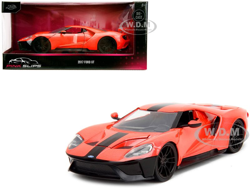 Photo 1 of 2017 Ford GT Light Red Metallic with Black Stripe Pink Slips Series 1/24 Diecast Model Car by Jada