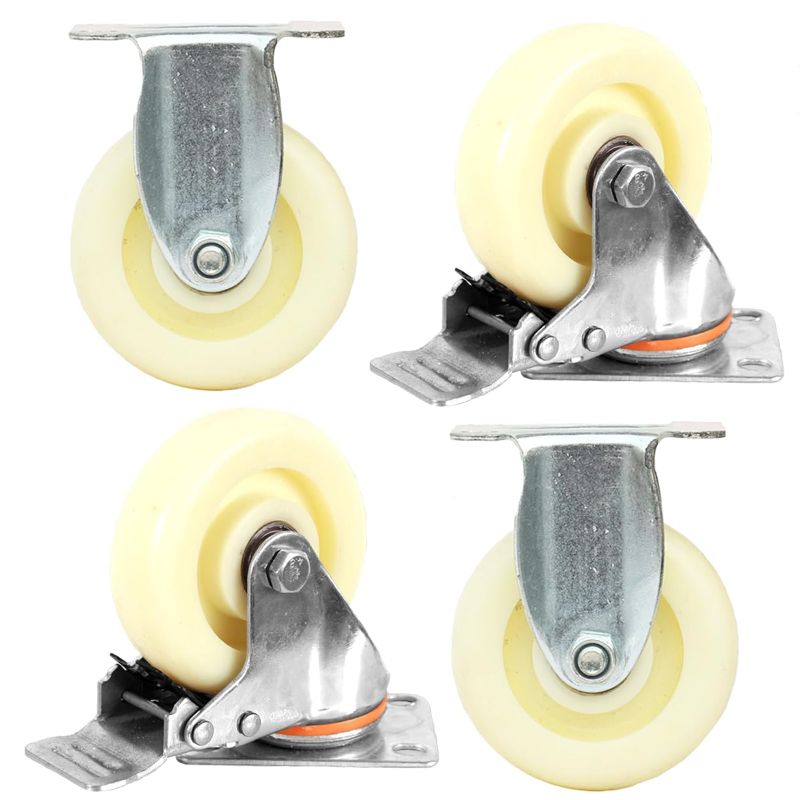 Photo 1 of Ycvsad 5 inch Polyamide Caster Wheels Heavy Duty casters Set of 4,Swivel casters Quiet Anti-Skid with Brake for Furniture and Workbench Cart(2PCS Fixed Caster Wheels 2PCS Swivel Casters with Brake)