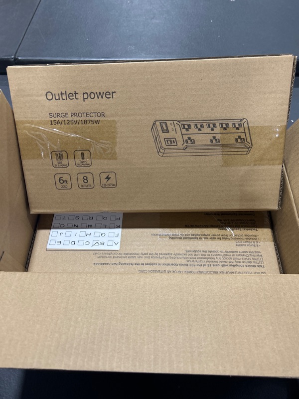 Photo 1 of ETL Listed Power Strip, Colourful Surge Protector Power Strip with 8 Outlets,2 USB & 1USB C, 6FT Extension Cord Power Strip Surge Protector with 1875W/15A, 1700J, Safety Child Covers-2Pack White +White