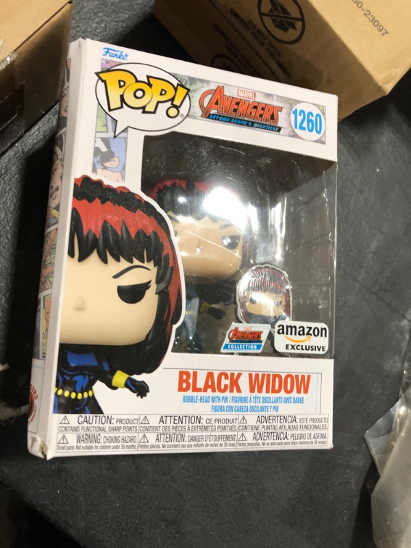 Photo 2 of DAMAGED BOXED Funko Pop! & Pin: The Avengers: Earth's Mightiest Heroes - 60th Anniversary, Black Widow with Pin, Amazon Exclusive