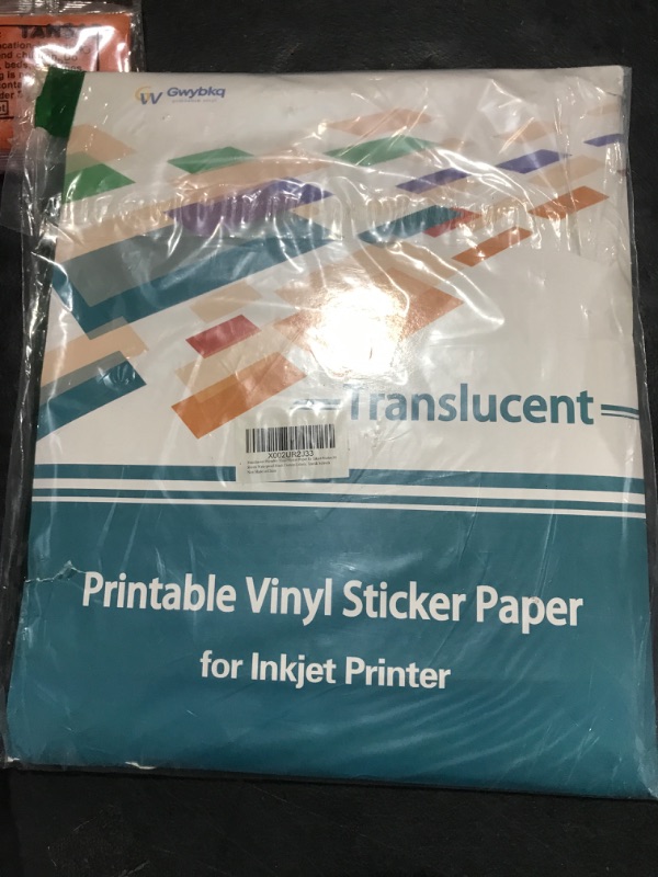 Photo 2 of Sticker Paper Printable Vinyl for Inkjet Printer, 50 Sheets Translucent Waterproof Clear Labels