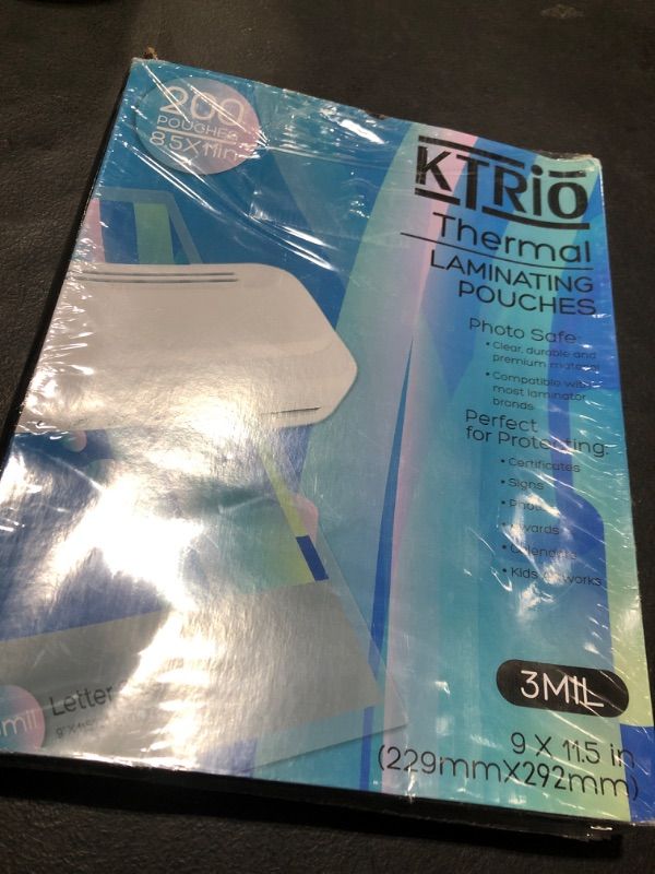 Photo 2 of KTRIO Laminating Sheets, Holds 8.5 x 11 Inch Sheets 200 Pack, 3 Mil Clear Thermal Laminating Pouches 9 x 11.5 Inch Lamination Sheet Paper for Laminator, Round Corner Letter Size