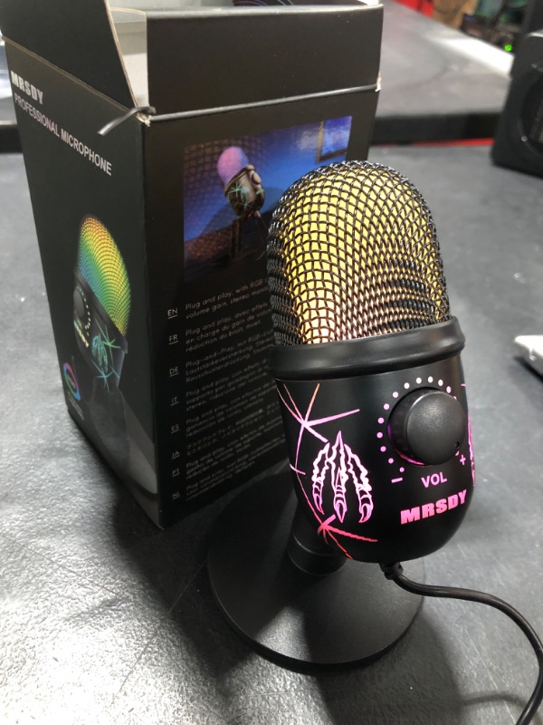 Photo 2 of MRSDY USB Microphone, Plug and Play Gaming Mic for PC, Mac, PS4/5, Podcast Microphone with RGB, Mute, Monitor, Noise Reduction, Volume Gain, Great for Recording, Streaming V5 Mic