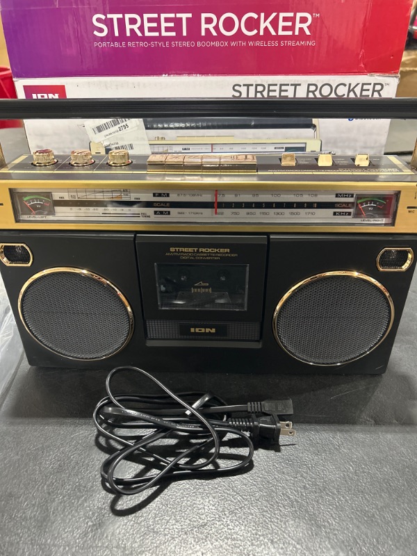 Photo 2 of Ion Audio 1980S-Style Portable Bluetooth Boombox AM/FM Radio Cassette Player Recorder, VU Meters, USB Recording, Dual Full-Range High Bass Speakers (Gold Edition)