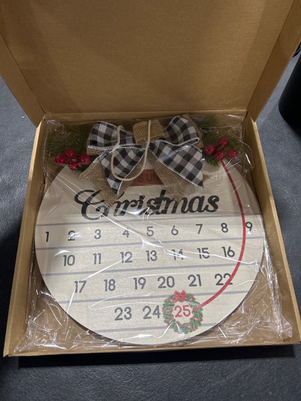 Photo 2 of Snowman Santa Countdown To Christmas Calendar NEW Pendant Decor Hanging Christmas Calendar 25 Days Leafs Christmas (White, 30x30x2) White 30x30x2