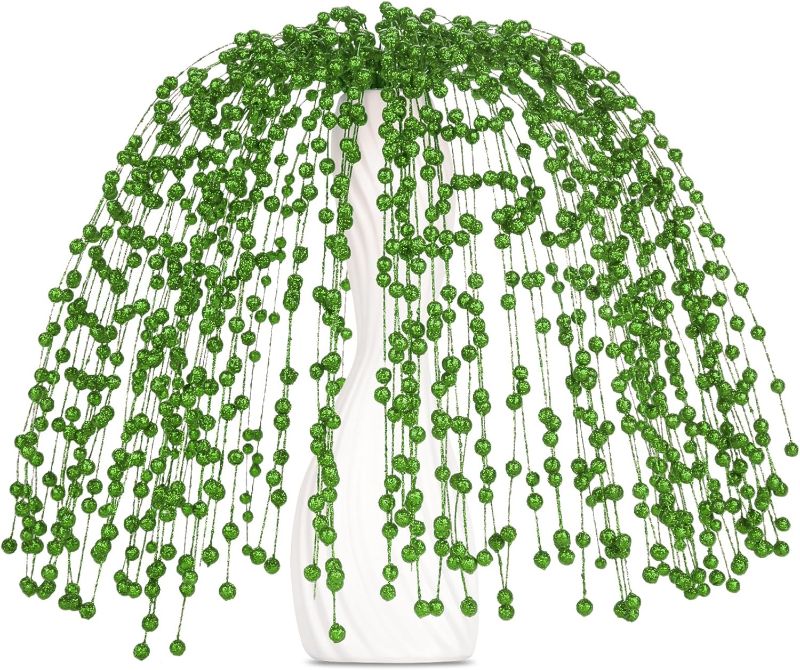 Photo 1 of 28Inch Long Christmas Ornaments Green Artificial Glitter Berry Stem -10PCS Fake Glittery Berry Branches Christmas Tree Picks for DIY Wreath Crafts Vase Filler Festivals Wedding Party Home Decor(B)