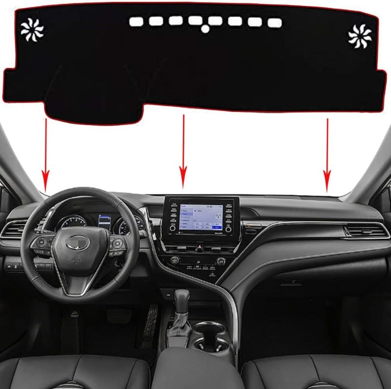 Photo 1 of XHQ Dashboard Cover Mat Carpet Car Dash Board Interior Accessories for Toyota Camry 2018 2019 2020 2021 2022 Without HUD Function Reduces Glare Eliminates Cracking Protect The Interior Black Edge